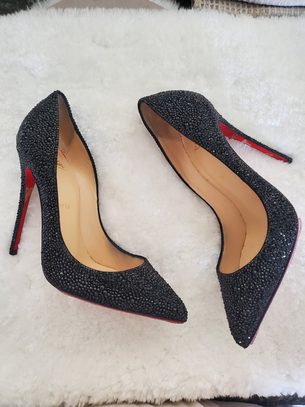 AUTHENTIC Christian Louboutin Black Crystal So KATE SIZE 38